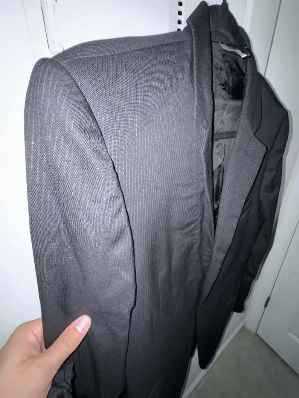 Dior Homme Runway Black Pinstripe Glitter Sparkle Wool Suit Set